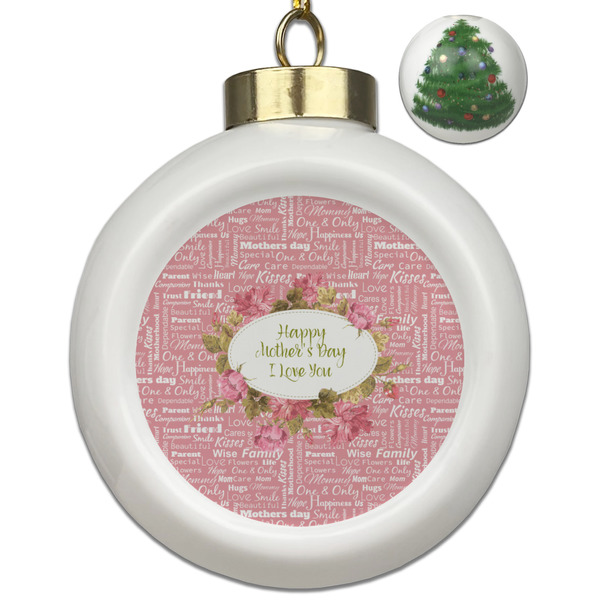 Custom Mother's Day Ceramic Ball Ornament - Christmas Tree