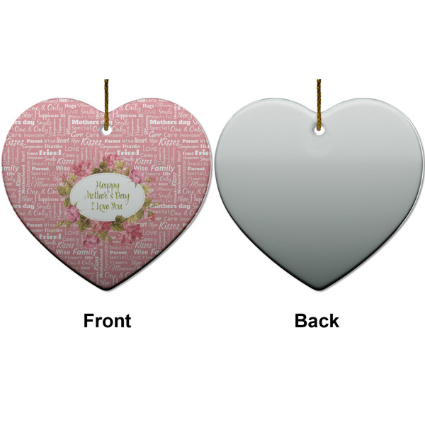Mother's Day Ceramic Flat Ornament - Heart Front & Back (APPROVAL)