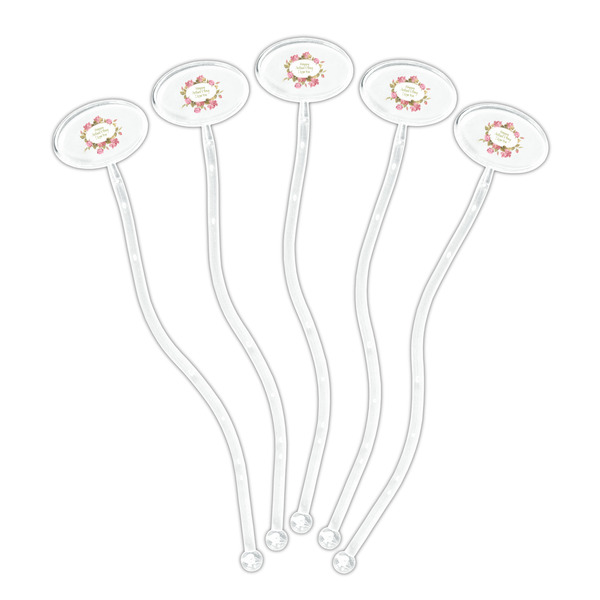Mother's Day Clear Plastic 7" Stir Stick - Oval - Fan