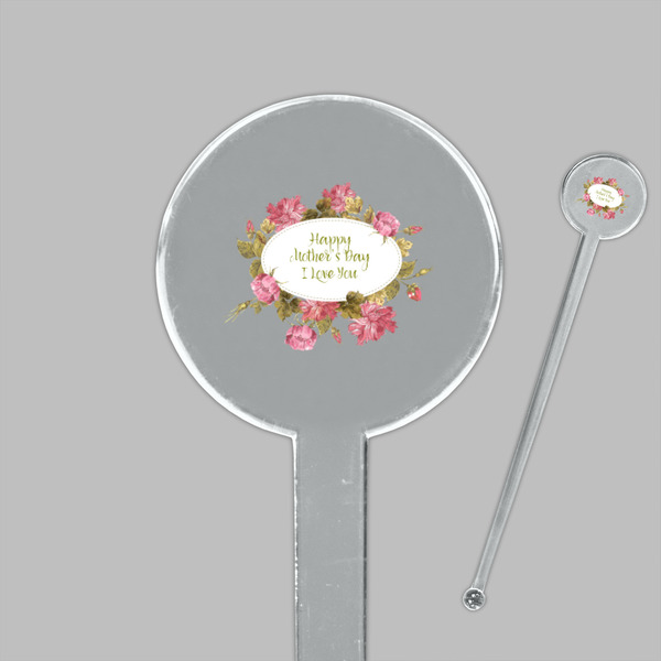 Mother's Day Clear Plastic 7" Stir Stick - Round - Closeup