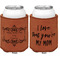 Mother's Day Cognac Leatherette Can Sleeve - Double Sided Front and Back