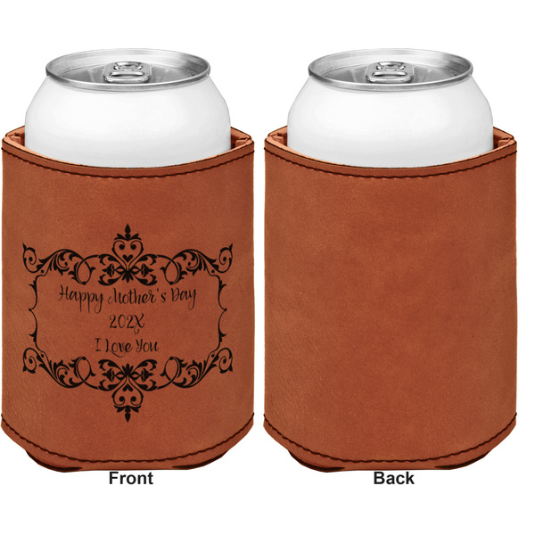 Mother's Day Cognac Leatherette Can Sleeve - Single Sided Front and Back