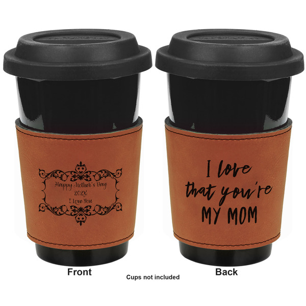 Mother's Day Cognac Leatherette Mug Sleeve - Double Sided Apvl