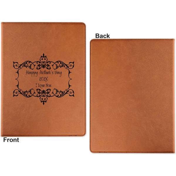 Mother's Day Cognac Leatherette Portfolios with Notepad - Large - Single Sided - Apvl