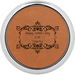 Mother's Day Leatherette Round Coaster w/ Silver Edge - Single or Set