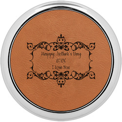 Mother's Day Leatherette Round Coaster w/ Silver Edge