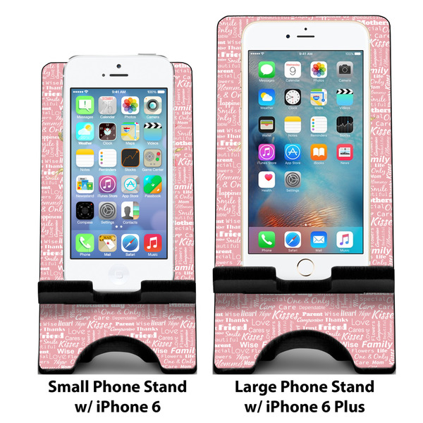Mother's Day Compare Phone Stand Sizes - with iPhones