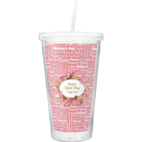 Custom Mother's Day Double Wall Tumbler with Straw