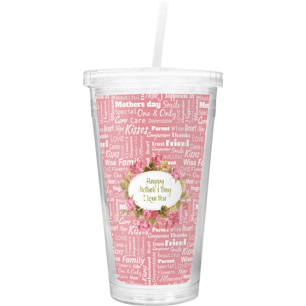 Custom Mother's Day Double Wall Tumbler with Straw