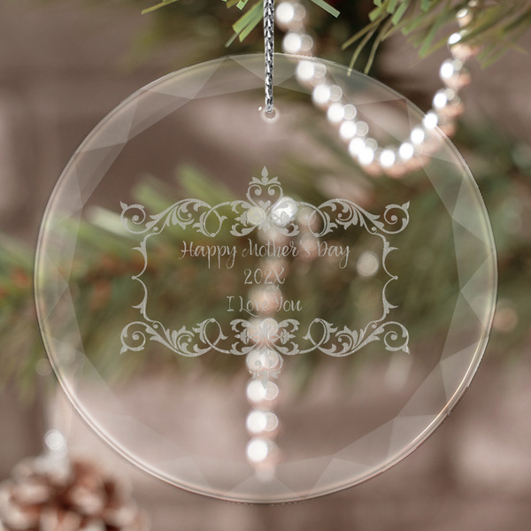 Custom Mother's Day Engraved Glass Ornament