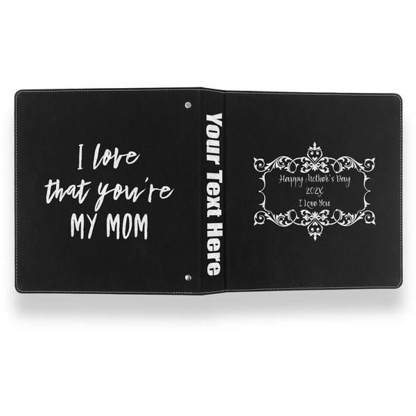 Mother's Day Leather Binder - 1" - Black- Back Spine Front View