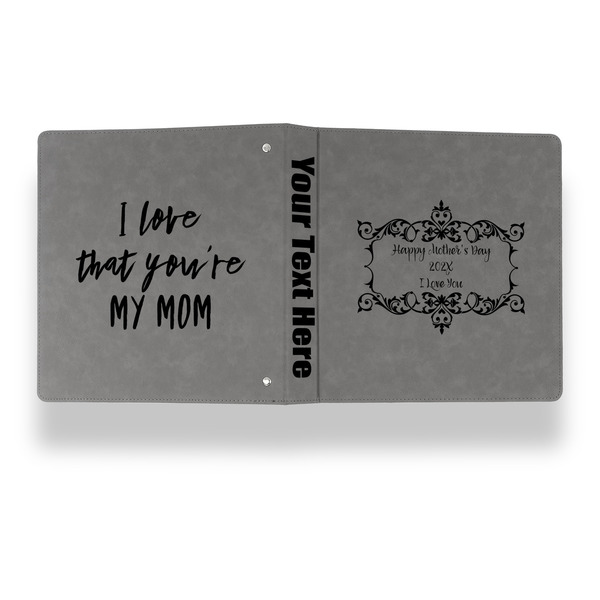 Mother's Day Leather Binder - 1" - Grey - Back Spine Front View