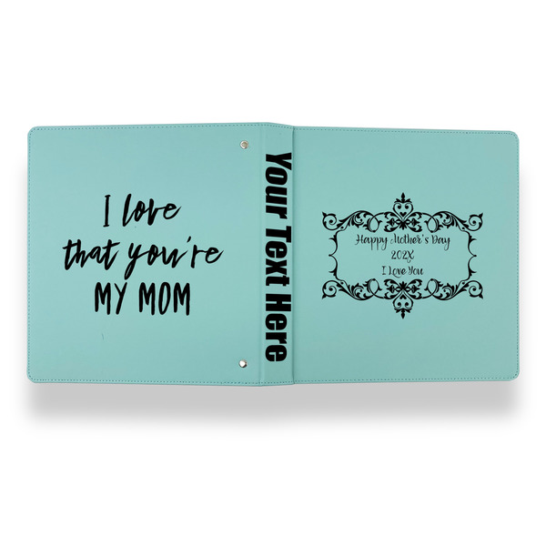 Mother's Day Leather Binder - 1" - Teal - Back Spine Front View