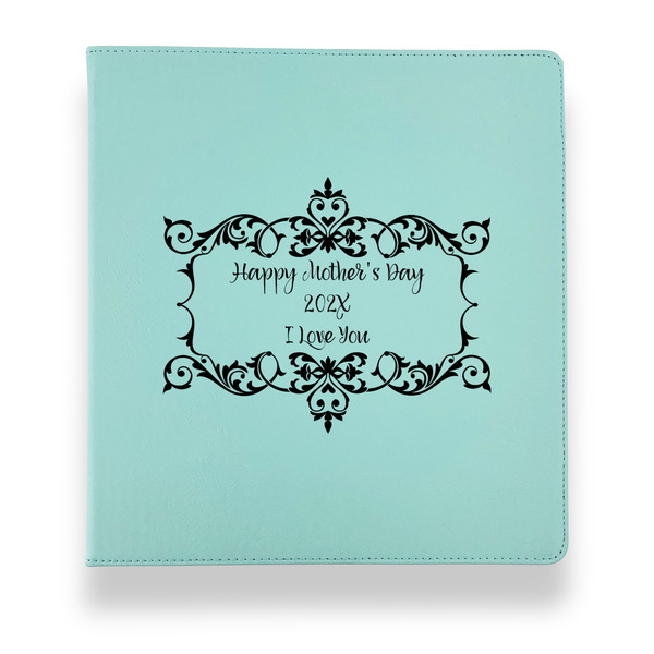 Mother's Day Leather Binders - 1" - Teal - Front View
