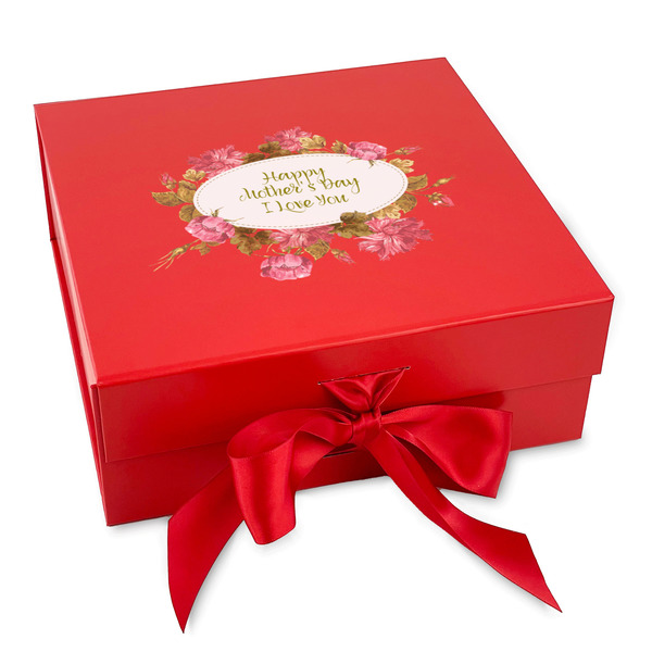 Custom Mother's Day Gift Box with Magnetic Lid - Red