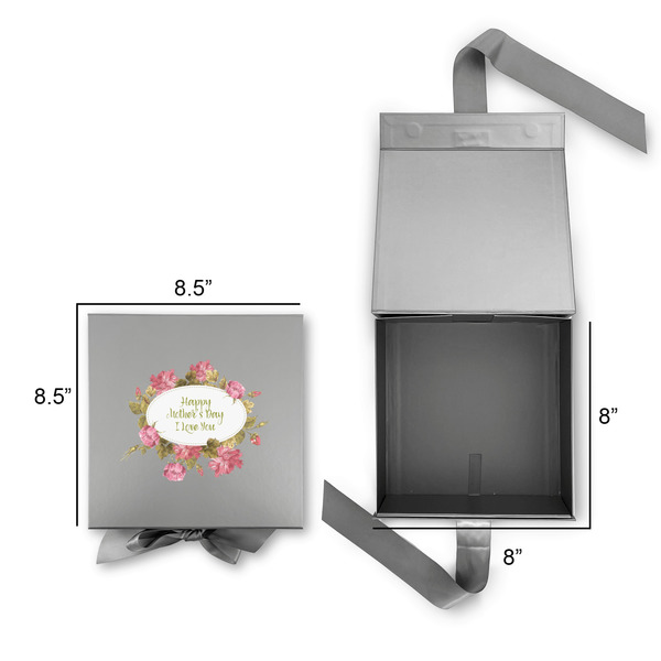 Mother's Day Gift Boxes with Magnetic Lid - Silver - Open & Closed