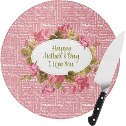 Mother's Day Round Glass Cutting Board - Medium