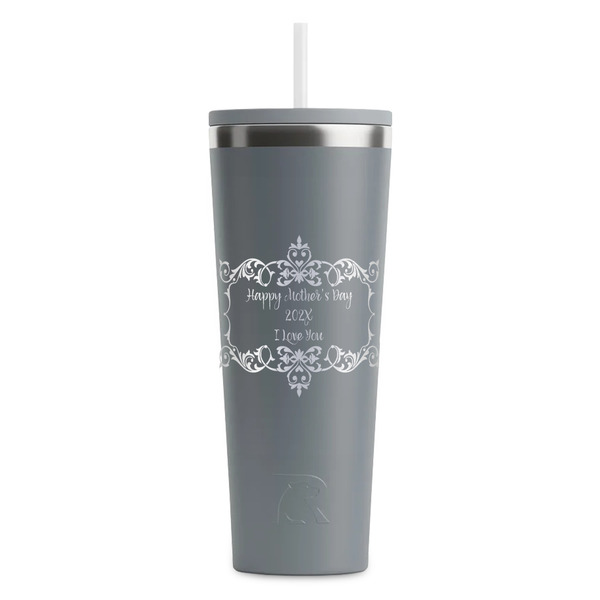 Custom Mother's Day RTIC Everyday Tumbler with Straw - 28oz - Grey - Single-Sided