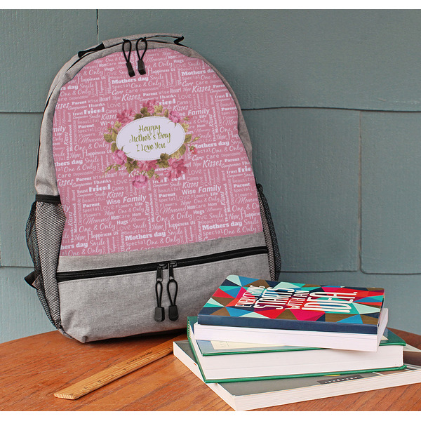 Mother's Day Large Backpack - Gray - On Desk