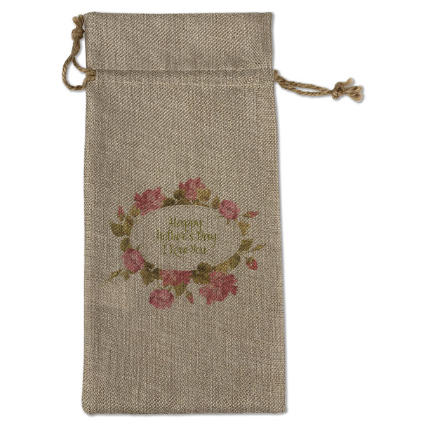 Custom Mother's Day Large Burlap Gift Bag - Front