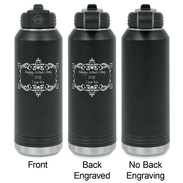 Mother's Day Laser Engraved Water Bottles - 2 Styles - Front & Back View