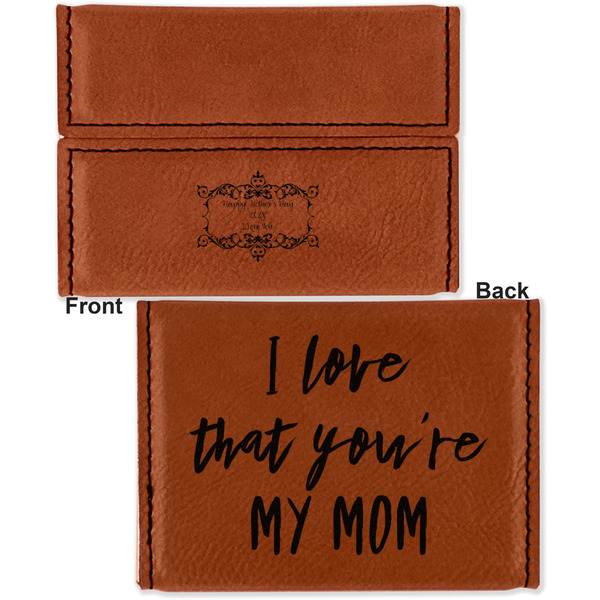 Mother's Day Leather Business Card Holder - Front Back