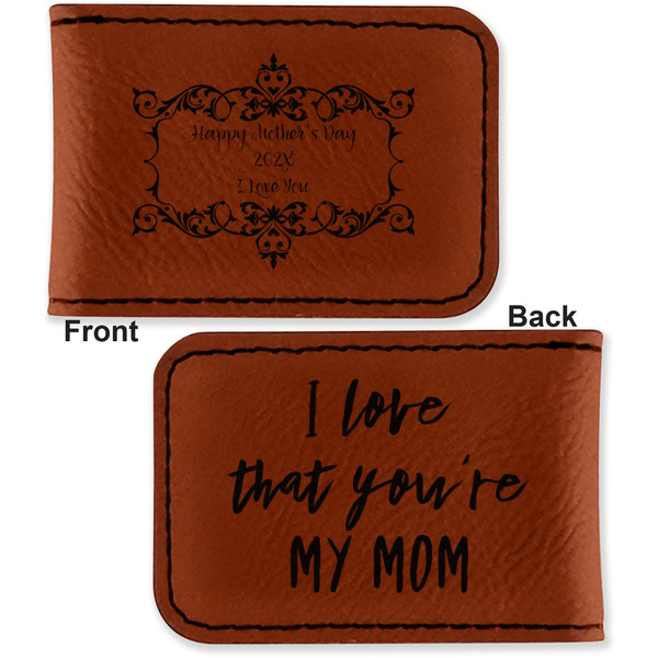 Mother's Day Leatherette Magnetic Money Clip - Front and Back