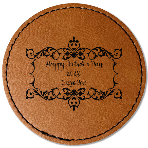 Custom Mother's Day Faux Leather Iron On Patch - Round