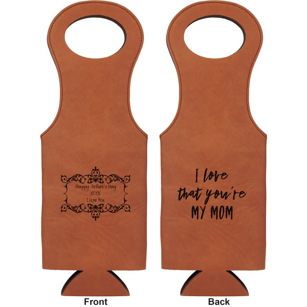 Mother's Day Leatherette Wine Tote Double Sided - Front and Back