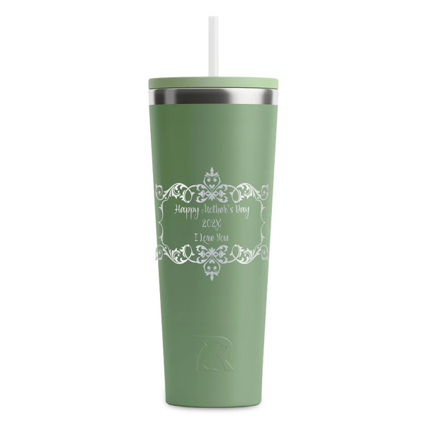 Custom Mother's Day RTIC Everyday Tumbler with Straw - 28oz - Light Green - Single-Sided