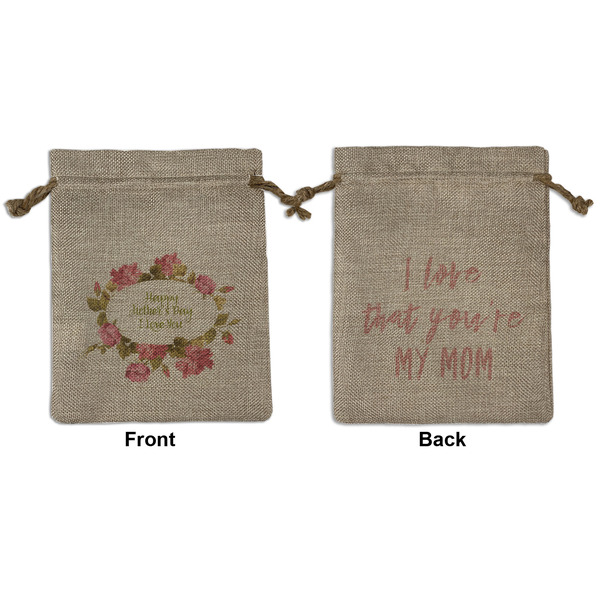 Custom Mother's Day Medium Burlap Gift Bag - Front & Back