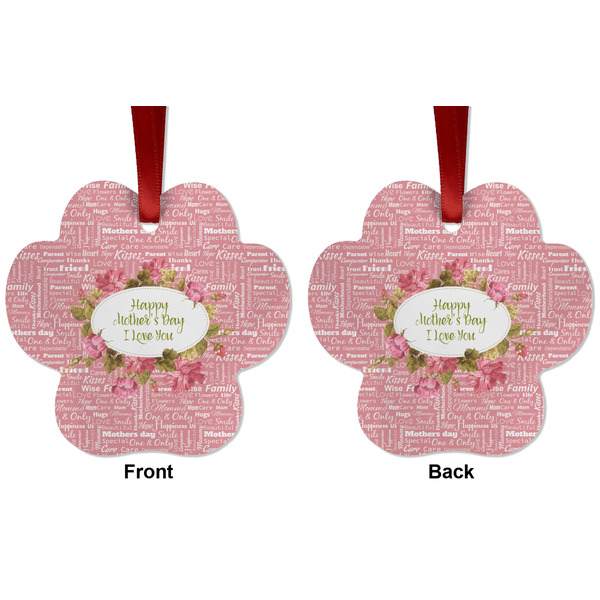 Mother's Day Metal Paw Ornament - Front and Back