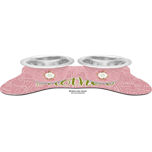Mother's Day Metal Pet Bowls - On Dog Bone Shaped Mat
