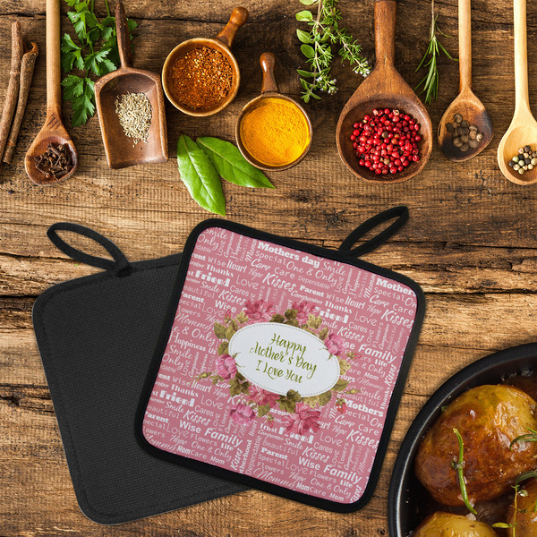 Mother's Day Neoprene Pot Holder - Set of 2  LIFESTYLE (Flatlay)