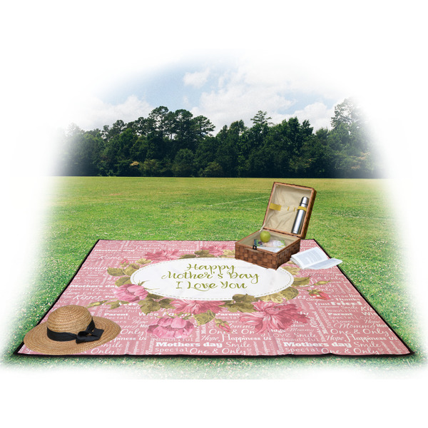 Mother's Day Picnic Blanket - with Basket Hat and Book - in Use