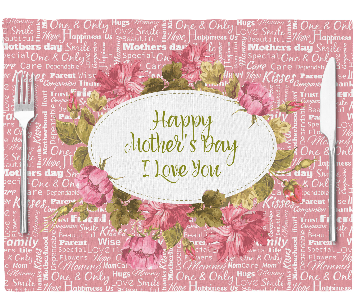 Custom Mother's Day Woven Fabric Placemat Twill YouCustomizeIt