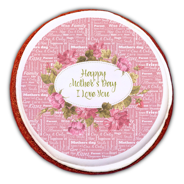 Mother's Day Printed Icing Circle - Large - On Cookie