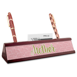 Mother's Day Red Mahogany Nameplate with Business Card Holder