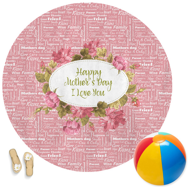 Custom Mother's Day Round Beach Towel