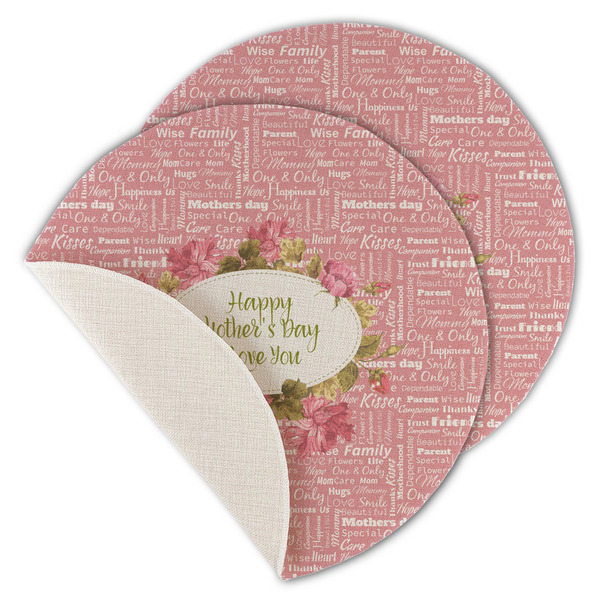 Custom Mother's Day Round Linen Placemat - Single Sided - Set of 4