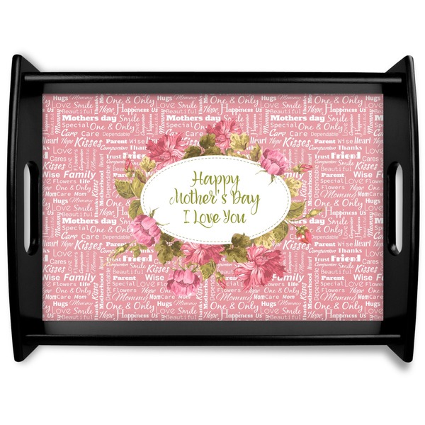 Custom Mother's Day Black Wooden Tray - Large
