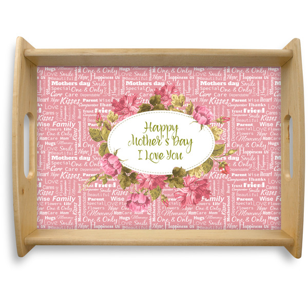 Custom Mother's Day Natural Wooden Tray - Large