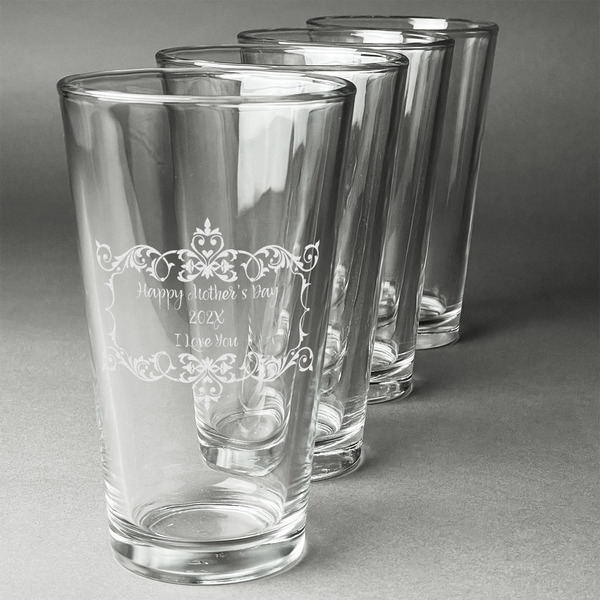 Custom Mother's Day Pint Glasses - Engraved (Set of 4)
