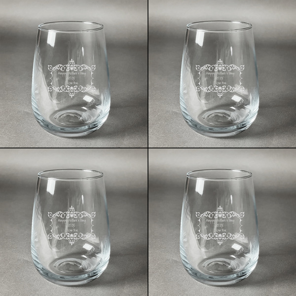 Mother's Day Set of Four Personalized Stemless Wineglasses (Approval)