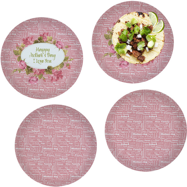 Custom Mother's Day Set of 4 Glass Lunch / Dinner Plate 10"