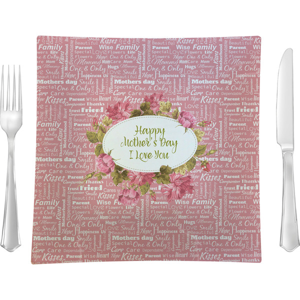 Custom Mother's Day Glass Square Lunch / Dinner Plate 9.5"