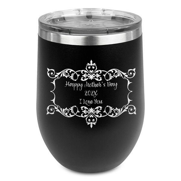 Custom Mother's Day Stemless Stainless Steel Wine Tumbler - Black - Single Sided