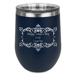 Mother's Day Stemless Stainless Steel Wine Tumbler - Navy - Double Sided