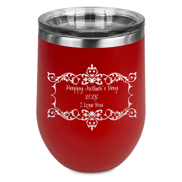 Custom Mother's Day Stemless Stainless Steel Wine Tumbler - Red - Single Sided