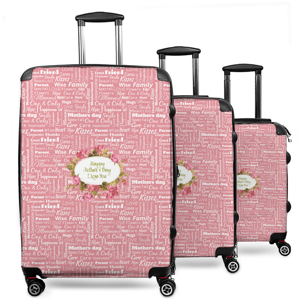 Custom Mother's Day 3 Piece Luggage Set - 20" Carry On, 24" Medium Checked, 28" Large Checked